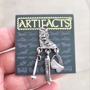 Vintage JJ Jonette Pewter Snowboat Charm Tack, Hat Or Lapel Pin